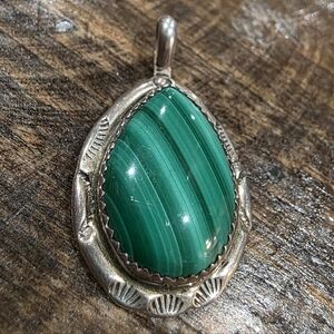 Malachite Pendant In Sterling Silver
